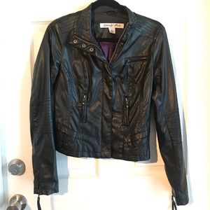 Celebrity Pink Black Leather Jacket